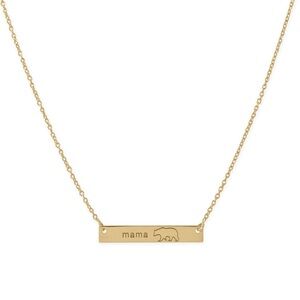 14 Karat Gold Plated “Mama Bear" Bar Necklace 16" length + 2” extension NWT